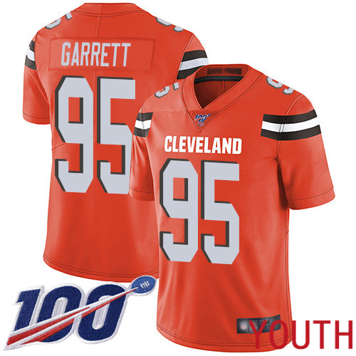 Cleveland Browns Myles Garrett Youth Orange Limited Jersey #95 NFL Football Alternate 100th Season Vapor Untouchable